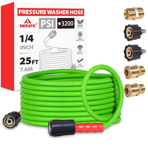 YAMATIC upgraded hose coils smoothly for easy maneuvering around vehicles