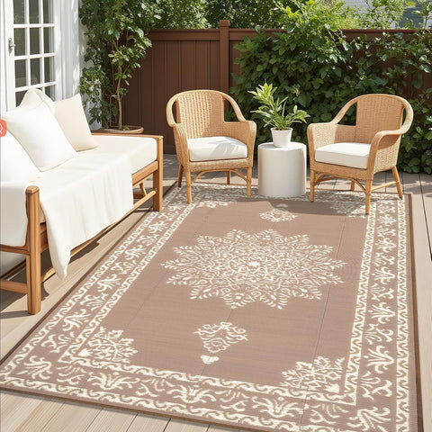 Yamaziot outdoor rug with boho pattern for stylish patio decor and quick refresh.