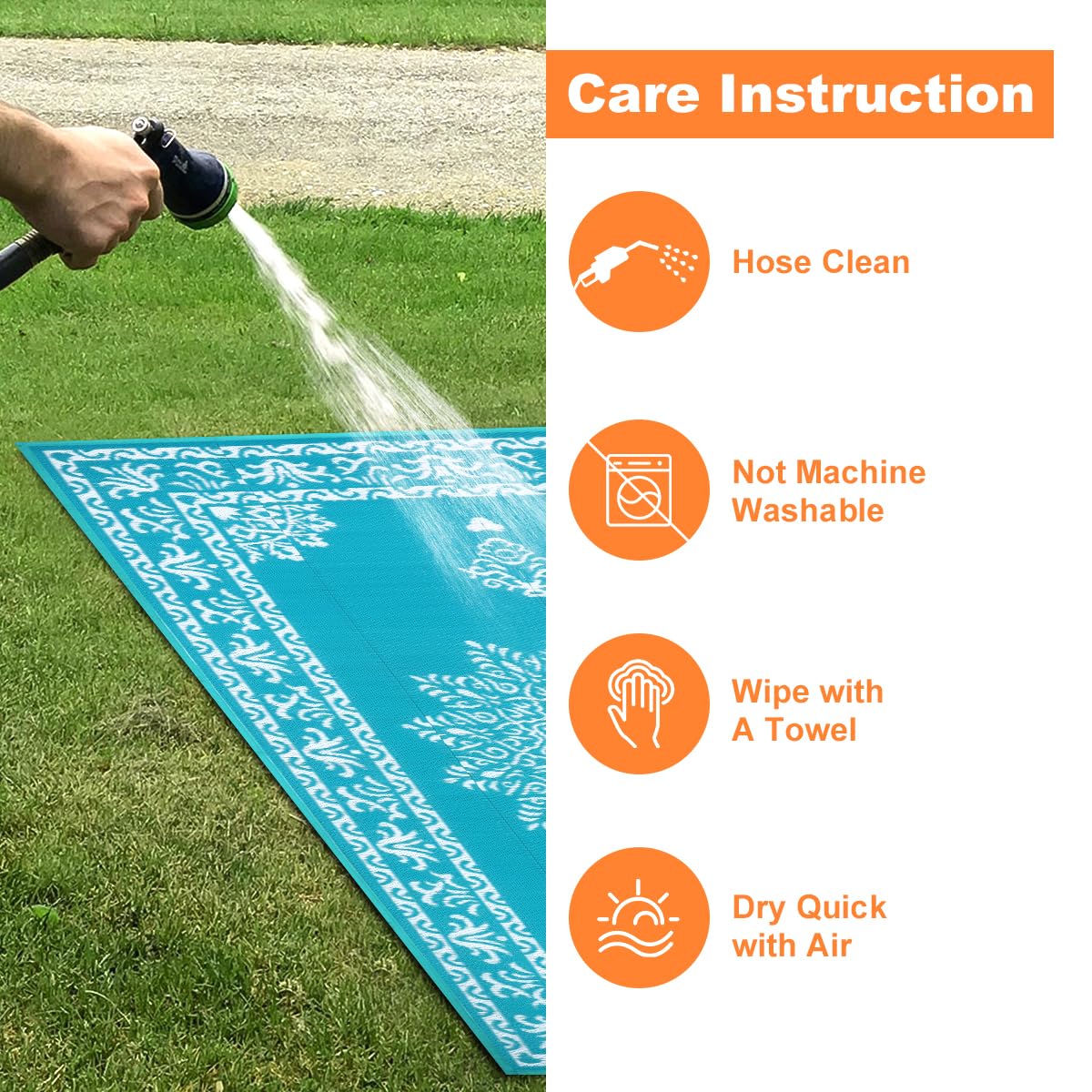 Yamaziot outdoor rug is lightweight and easy to store when not in use.