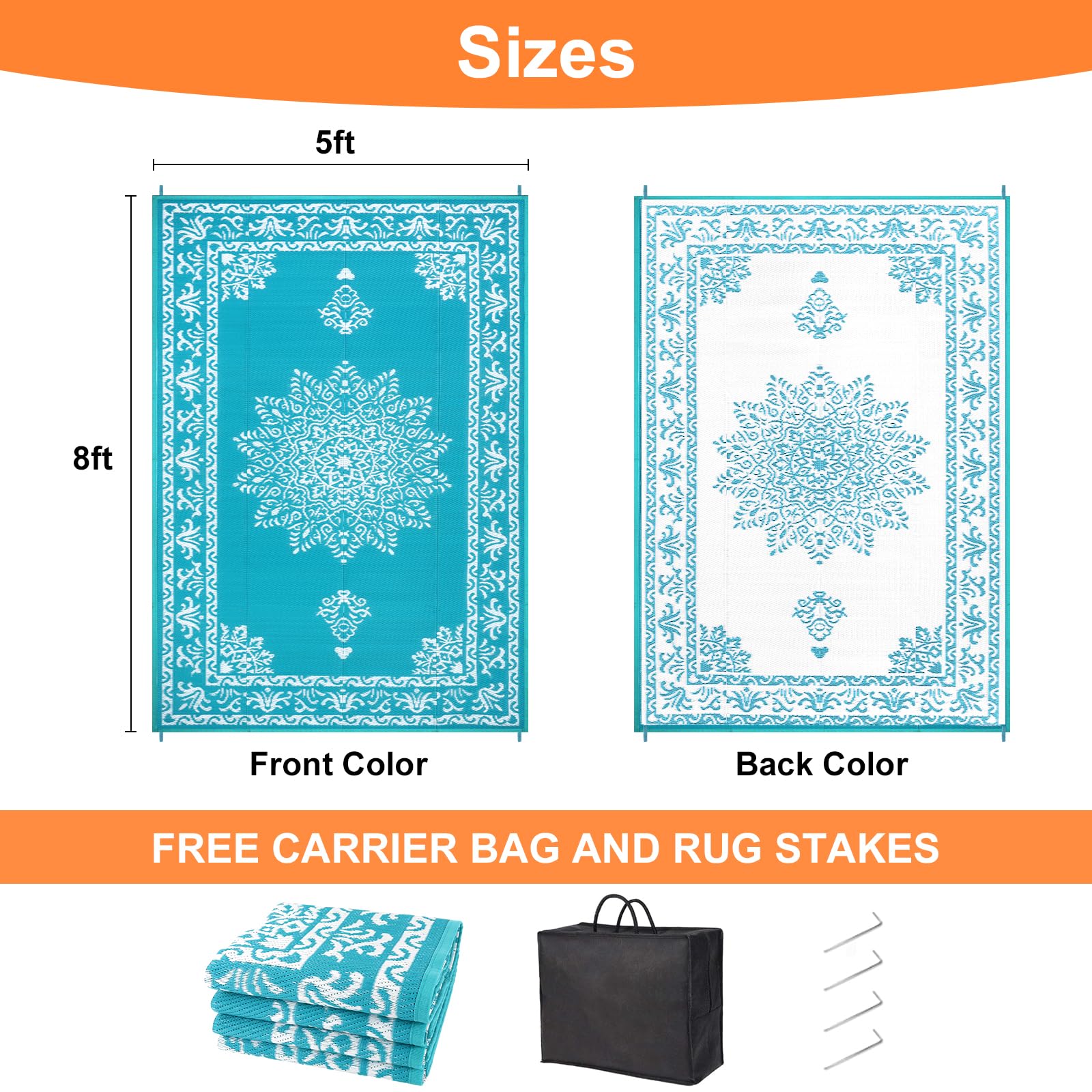 Yamaziot outdoor rug showcases UV-coated durability that resists fading.