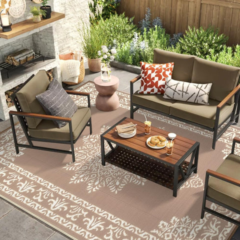Yamaziot outdoor rug folds compactly and stores easily.