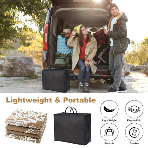 Yamaziot portable storage bag with rug, convenient for travel.