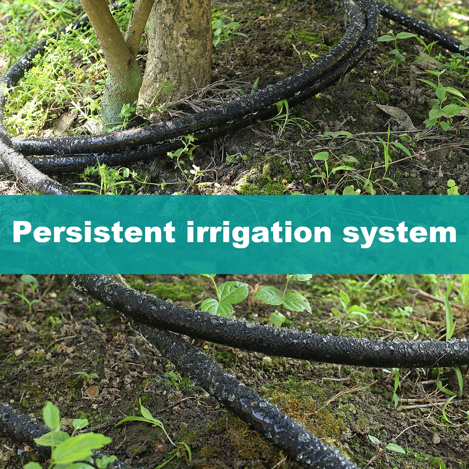 Garden bed irrigation setup using multiple hoses