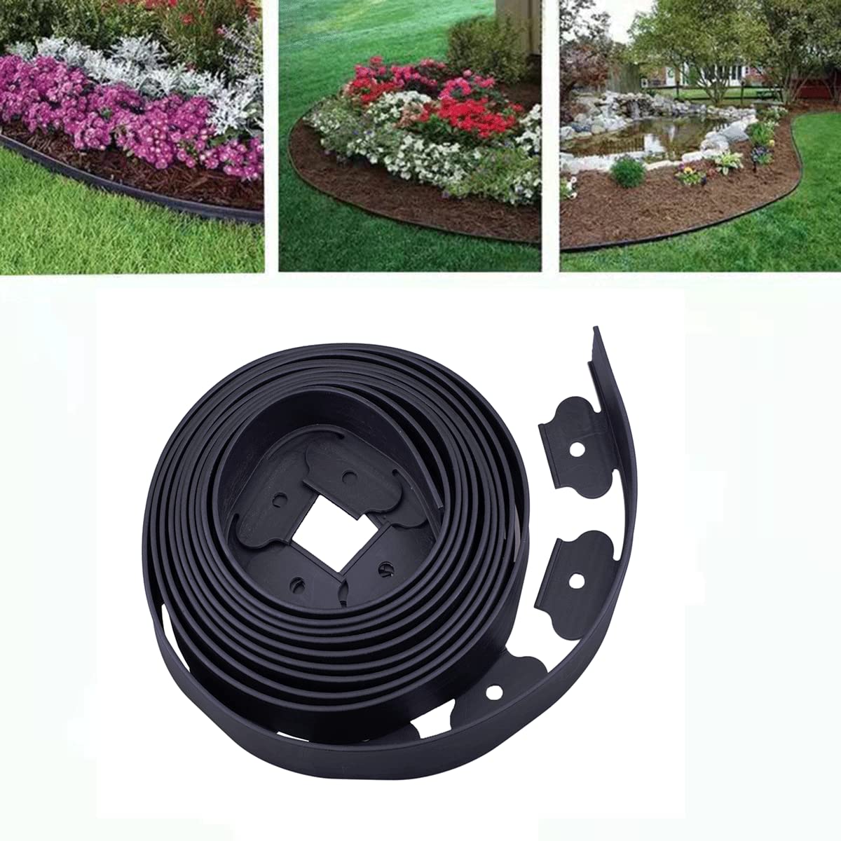 YANEYRIE DIY garden border solution with flexible, cut-to-fit PE material.