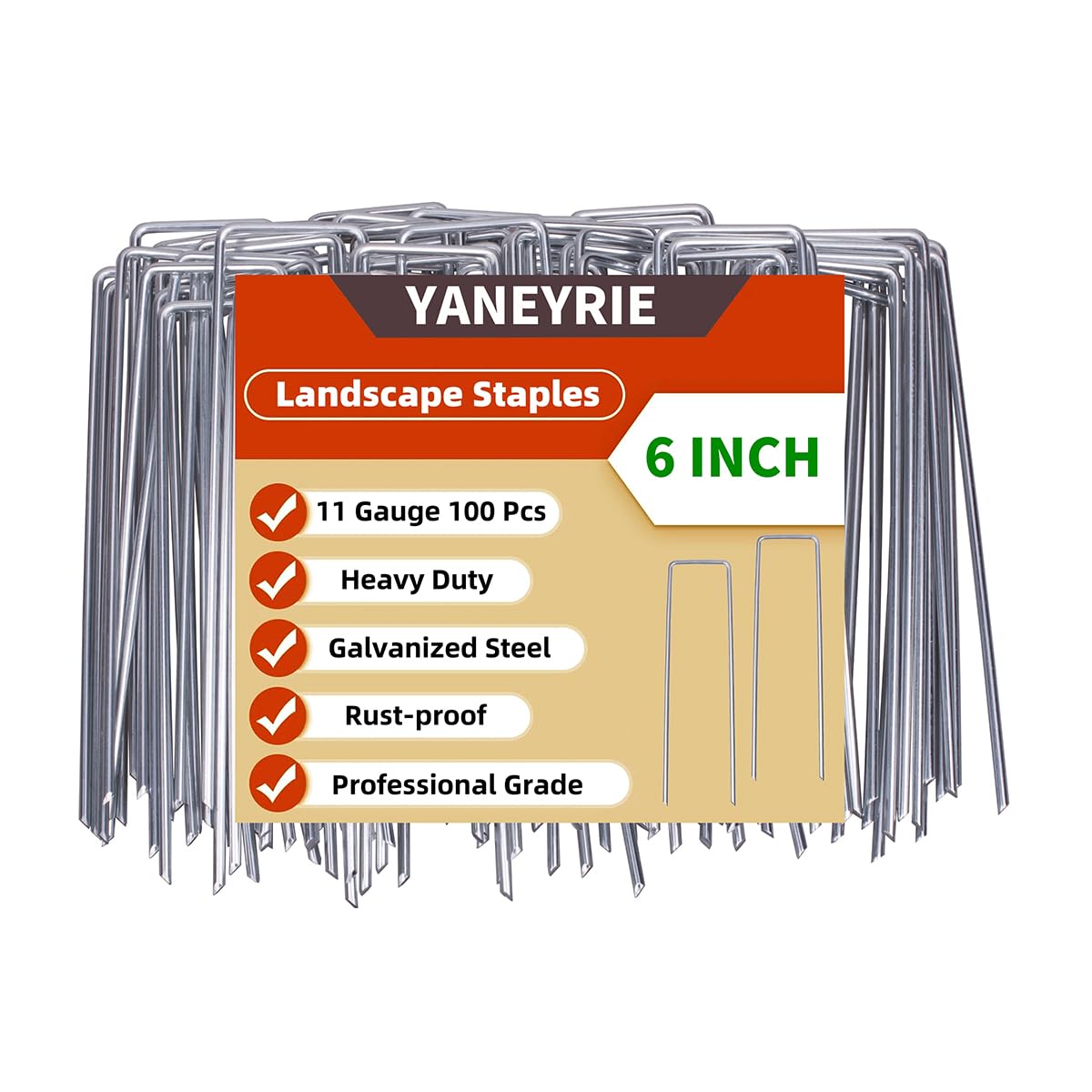 YANEYRIE galvanized U-stake 6-inch secures landscape fabric for durable lawns