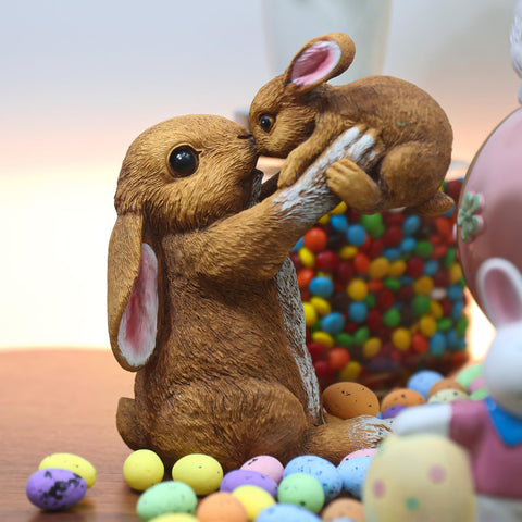 Yanflerent bunny statue for indoor and outdoor tables with vivid colors