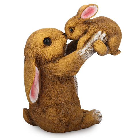 Yanflerent mother and baby bunny figurine adds cozy garden charm for springtime