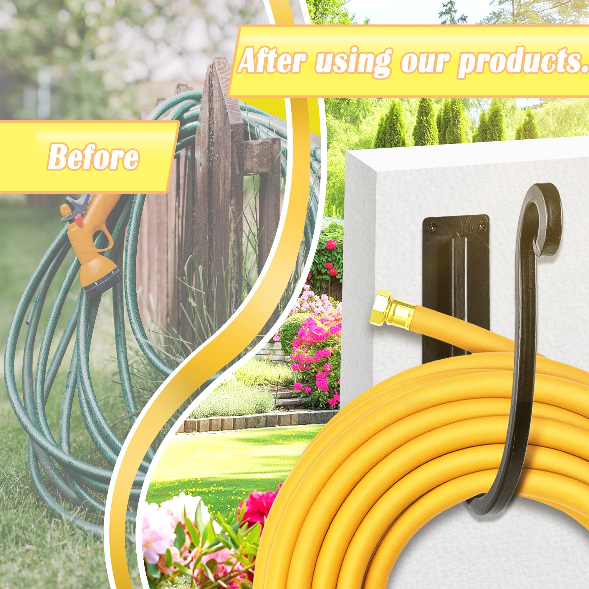 Yangshuo outdoor hose hanger 8-inch facilitates easy watering access.