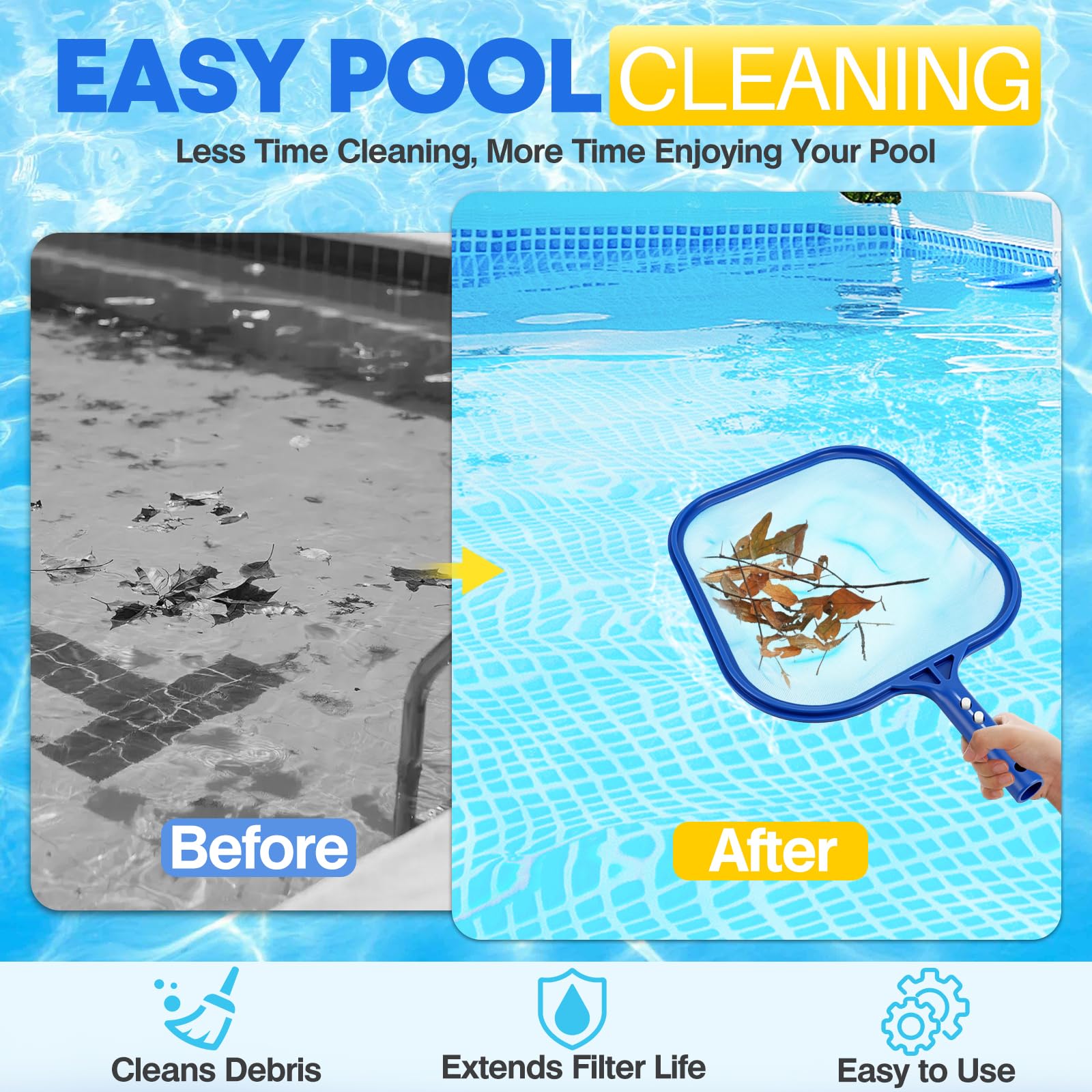 YANLIFY pool skimmer safety button prevents finger pinching during use