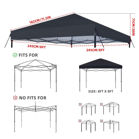YANWEI canopy top with silver-coated back reflects sun and resists light rain.