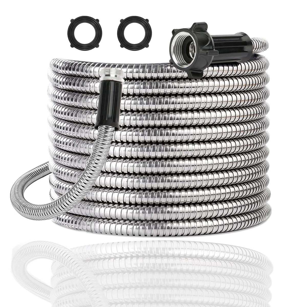 Yanwoo 304 stainless steel hose coiled, durable garden hose ready for use