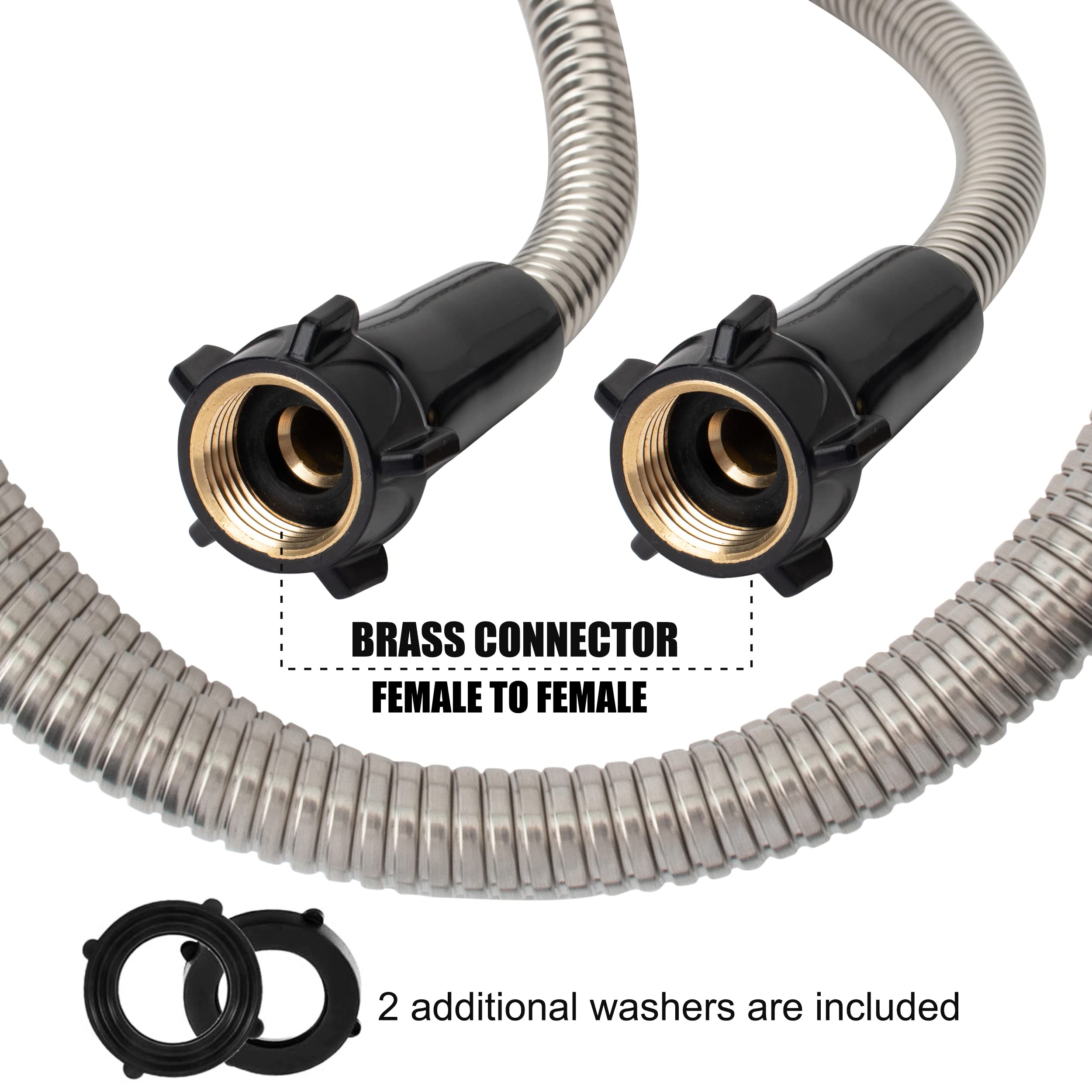 Yanwoo flexible, lightweight 4ft hose for easy handling.