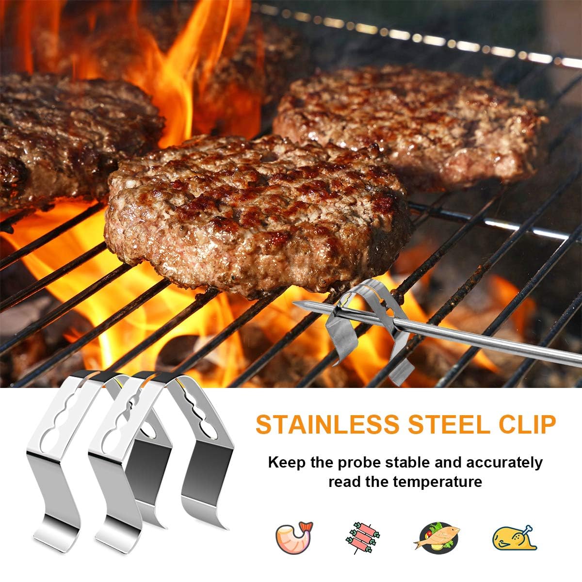 YAOAWE Camp Chef meat probe clip compatible for secure temperature sensing.
