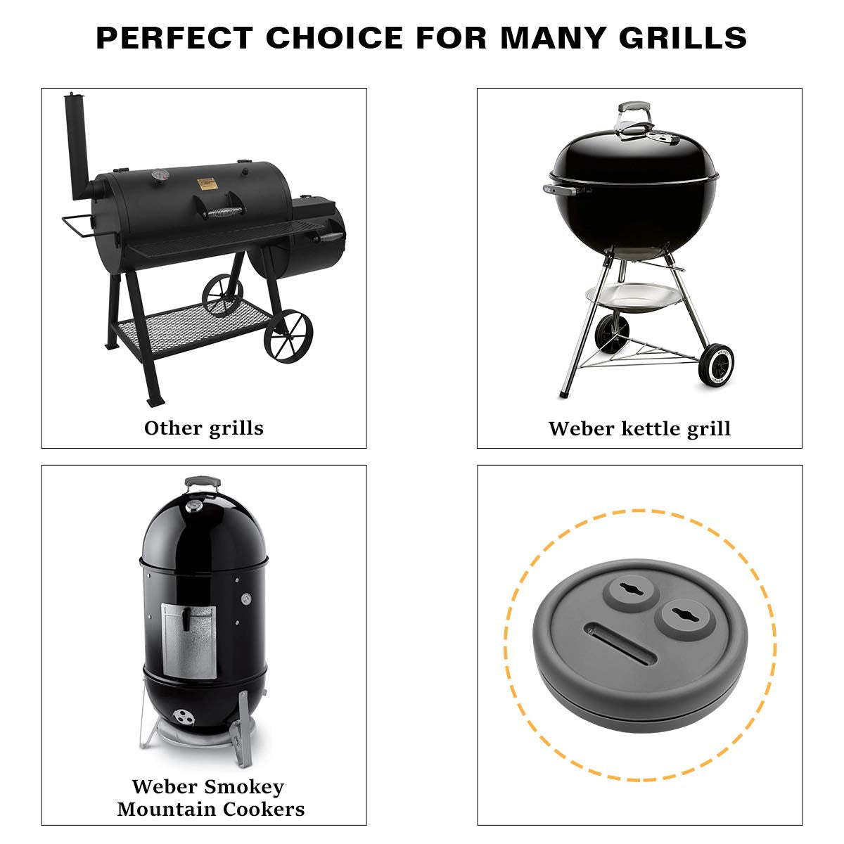 YAOAWE durable silicone grommet, withstands heat for long lasting grill compatibility.
