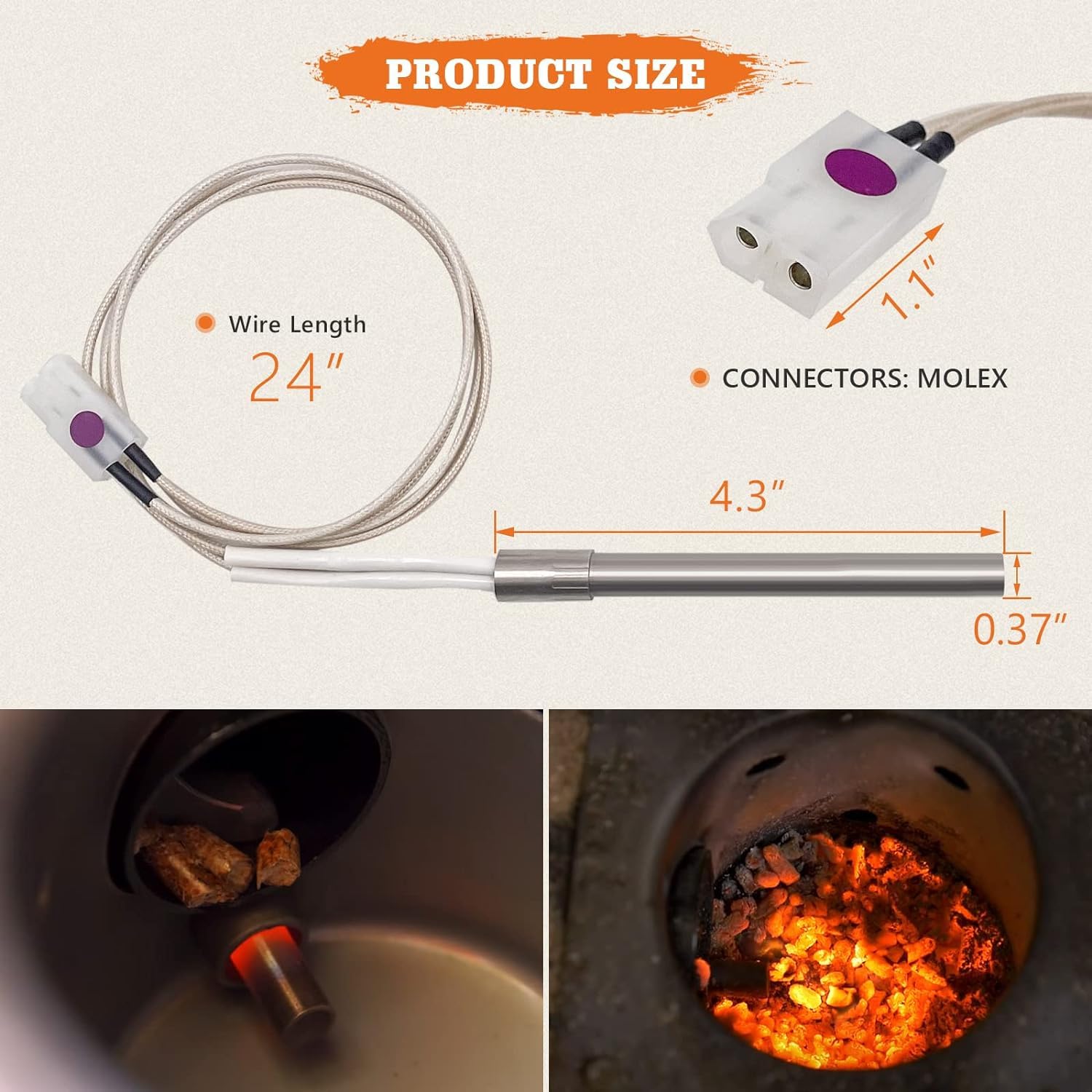 YAOAWE ignition rod measures 4.3 inches for reliable ignition