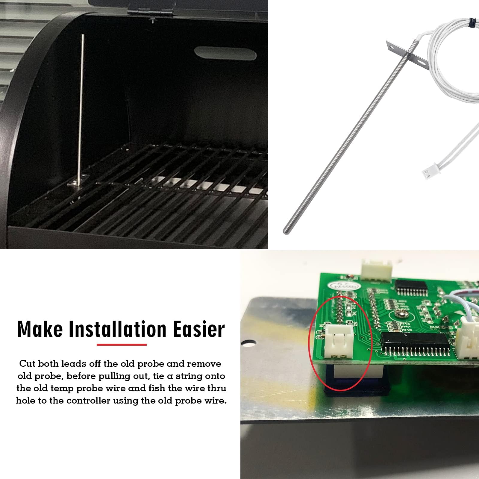 YAOAWE temperature probe with 47-inch lead supports flexible grill setup.