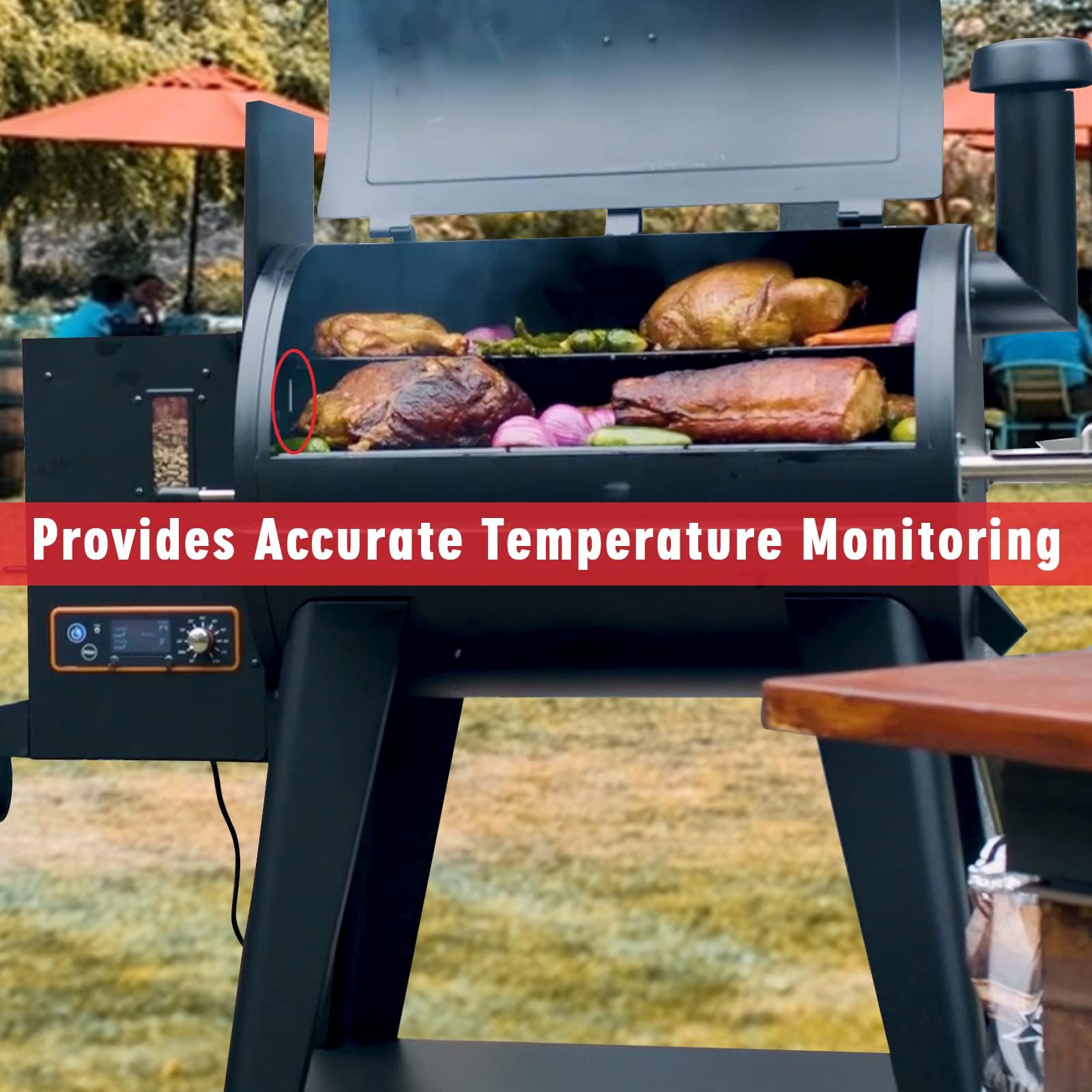 YAOAWE versatile probe for meat and ambient temperature monitoring with a digital controller.