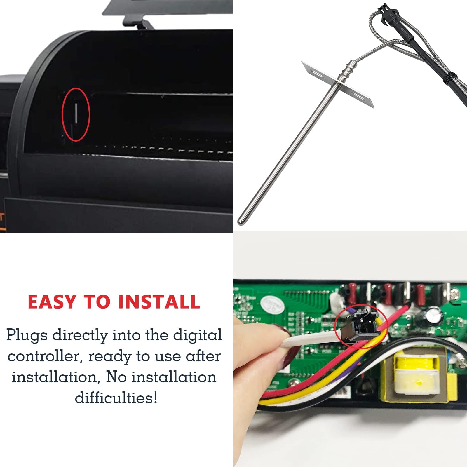 YAOAWE RTD probe features 17-inch wire length for flexible installation.