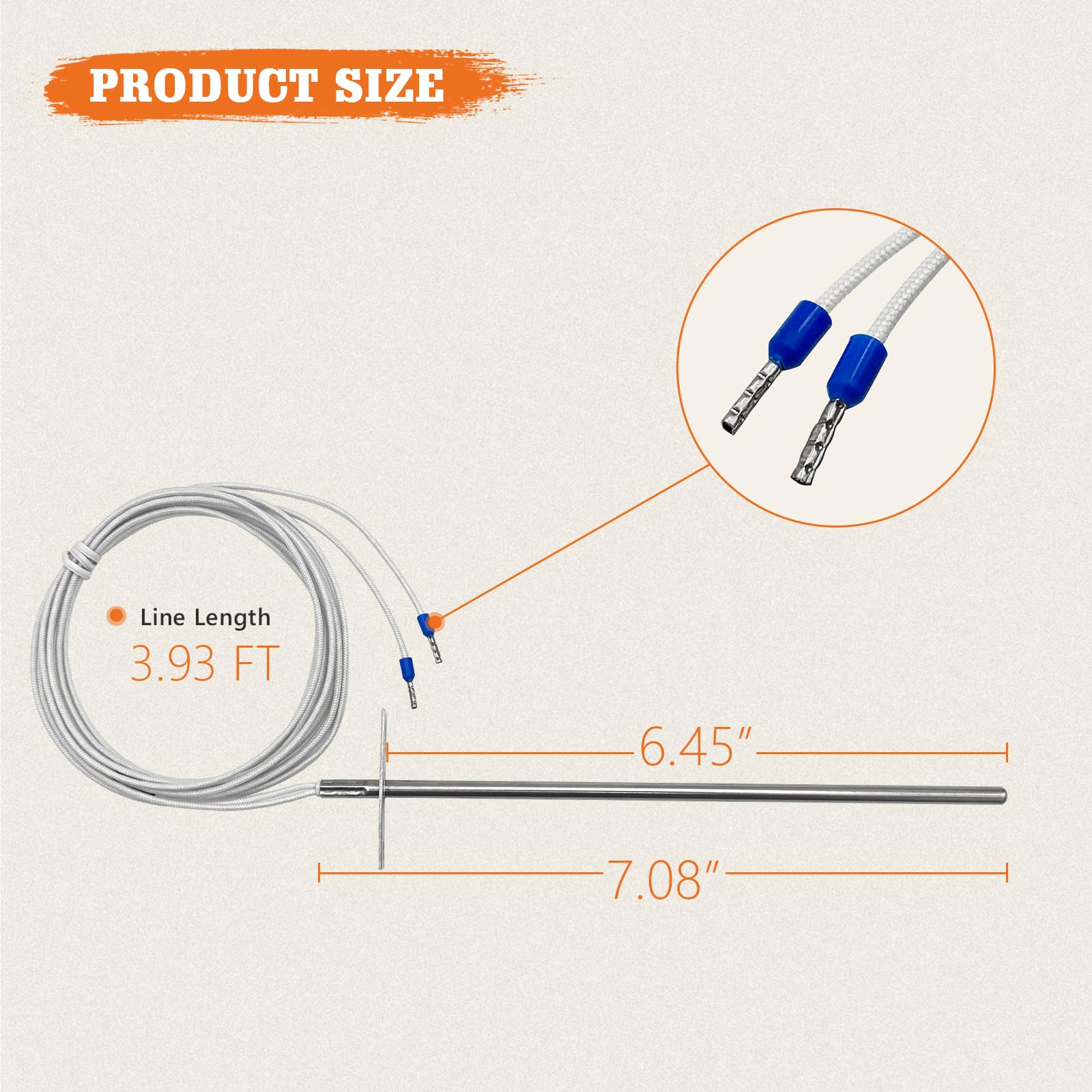 YAOAWE 304 stainless steel probe offers durable high-temperature performance.