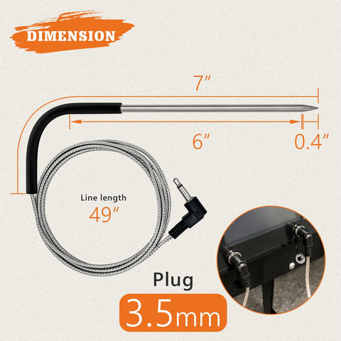 YAOAWE thermometer probe reaches 718°F for accurate meat readings.