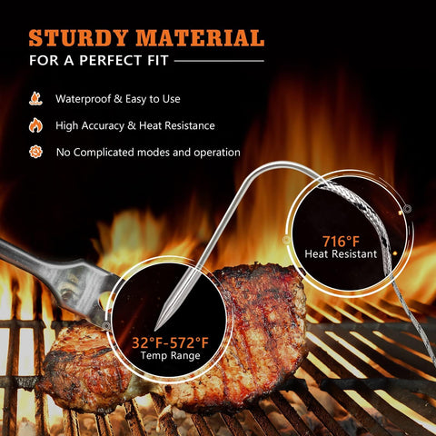 YAOAWE Traeger-compatible meat probes two-pack on a grill grate
