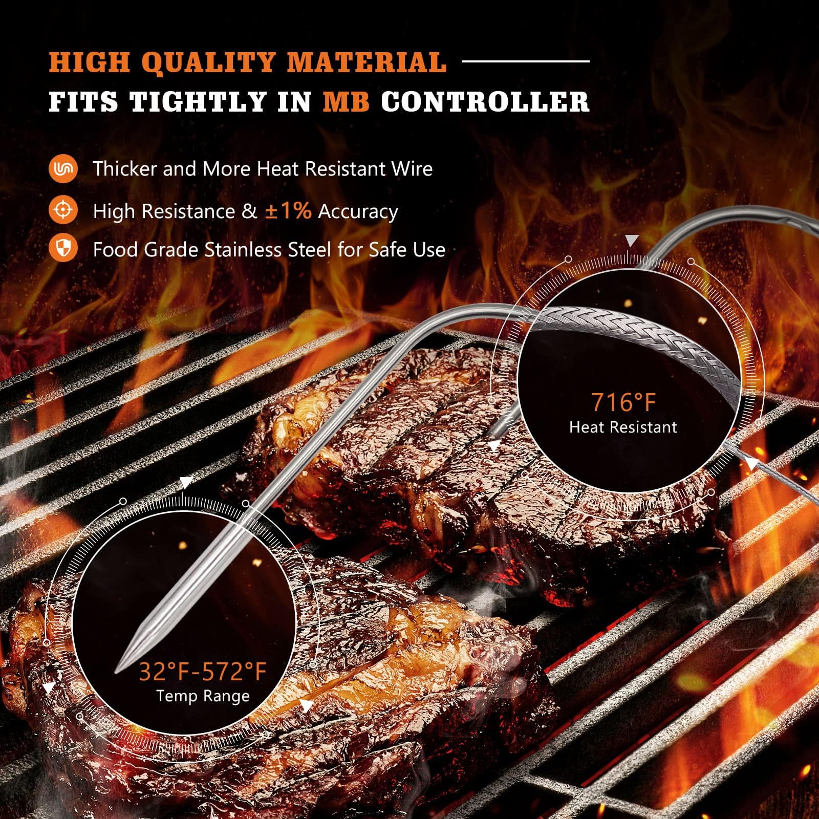 YAOAWE waterproof probe simplifies cleaning between cooks.