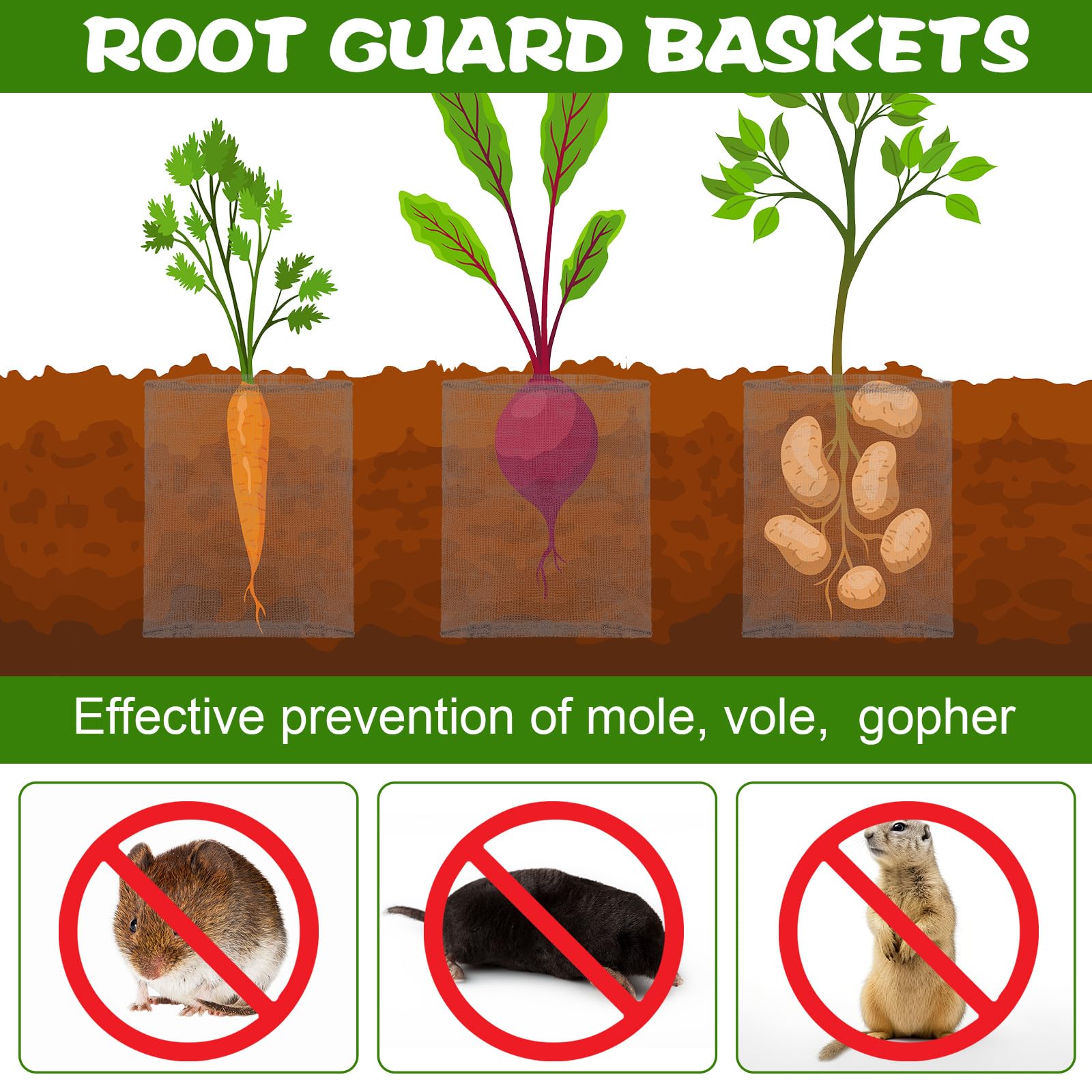 Stainless steel Yaocom gopher basket guards against burrowing pests