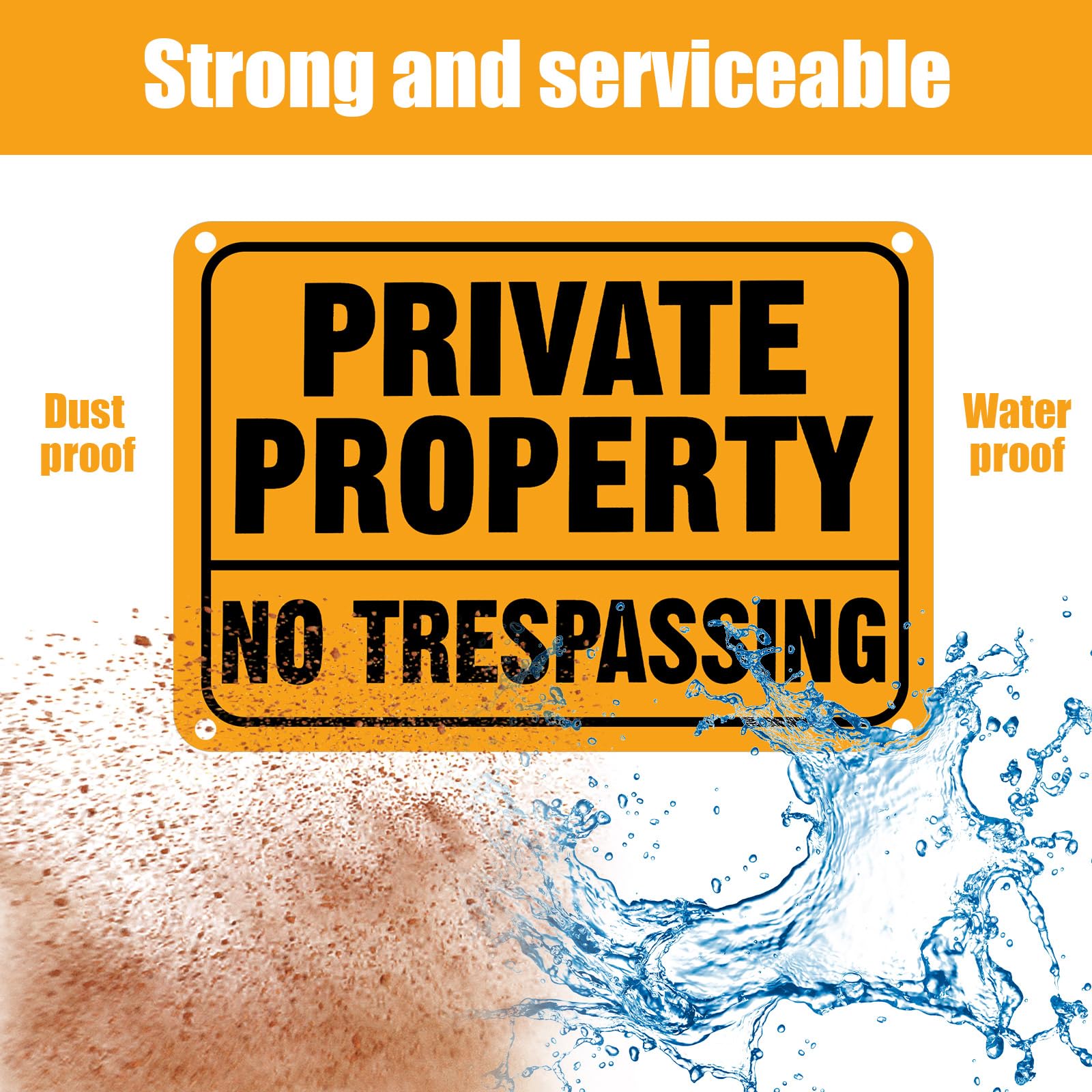 Yaocom metal no-trespassing sign features a gloss coating for long-lasting durability.