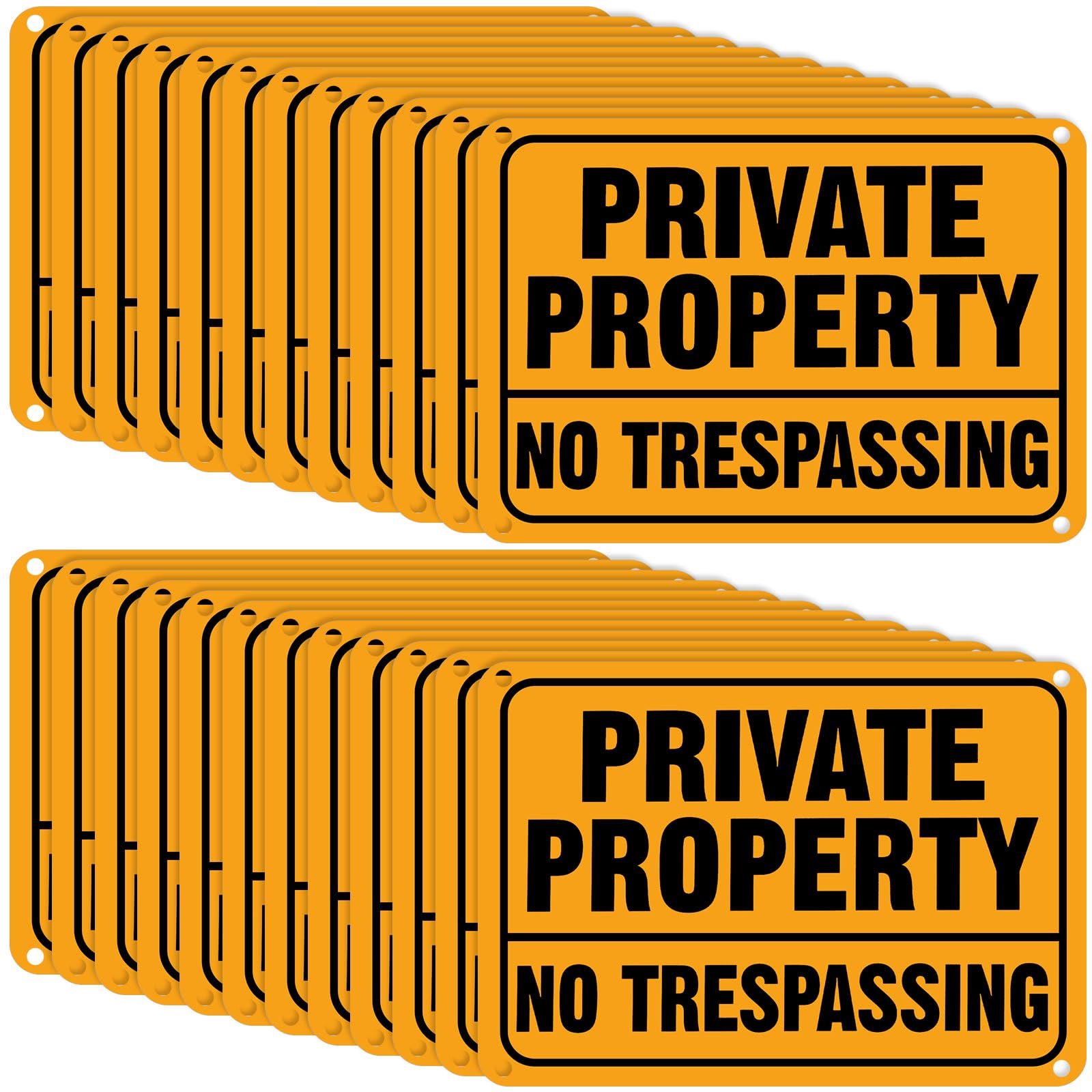 Yaocom no trespassing sign in yellow and black with reflective finish improves nighttime visibility.