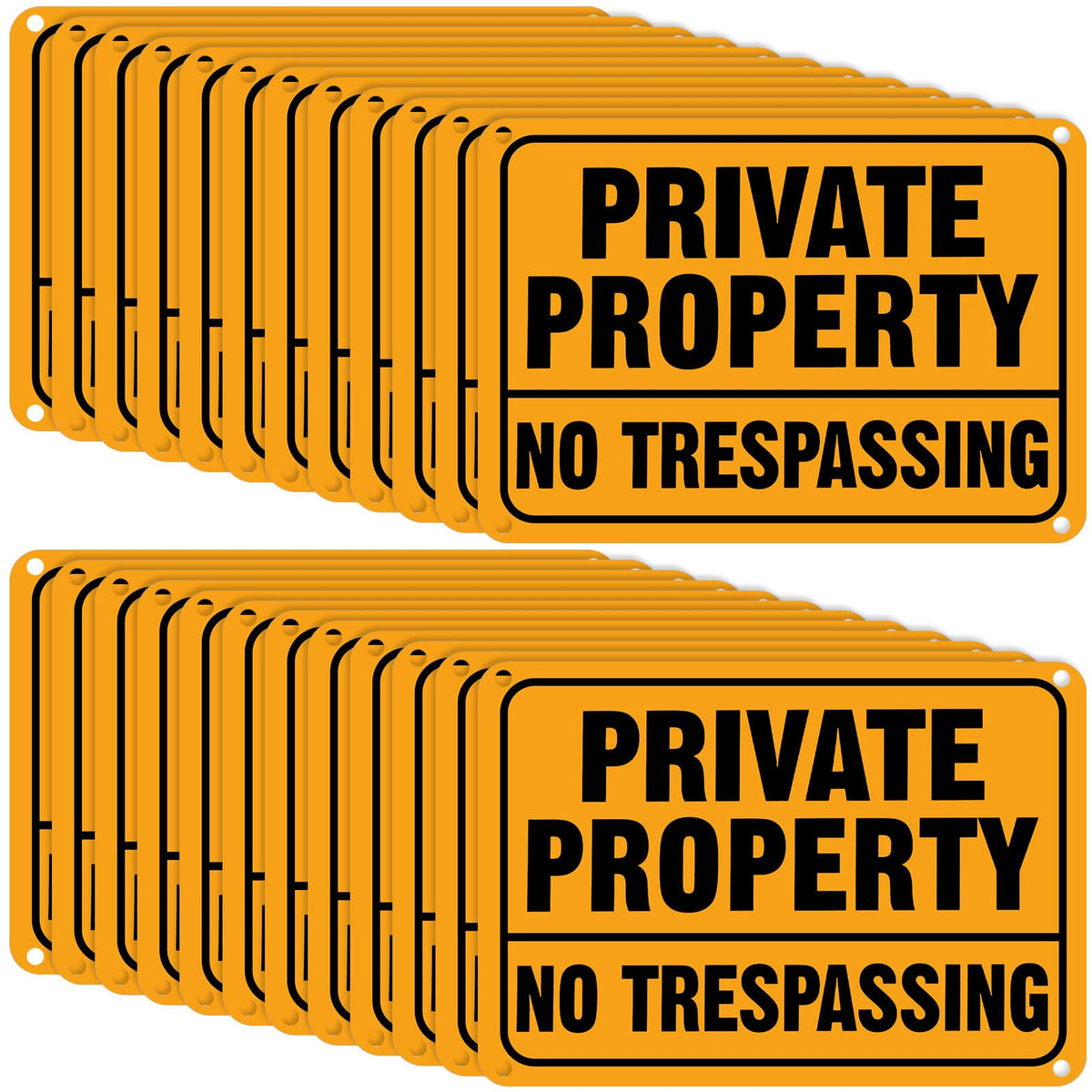 Yaocom no trespassing sign in yellow and black with reflective finish improves nighttime visibility.