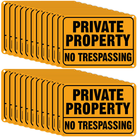 Yaocom no trespassing sign in yellow and black with reflective finish improves nighttime visibility.