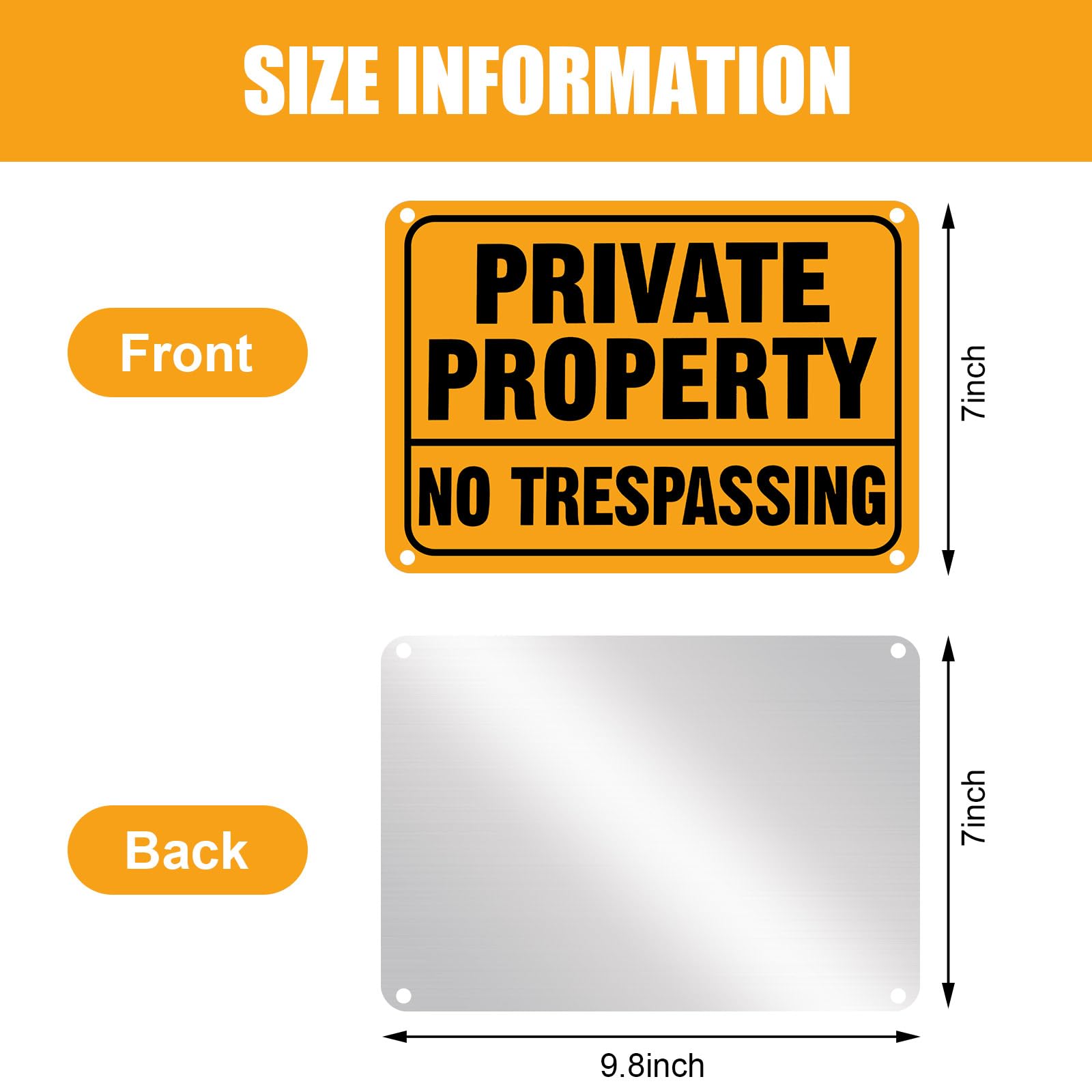 Yaocom private property sign wall mount for easy installation on fences, doors, or gates.