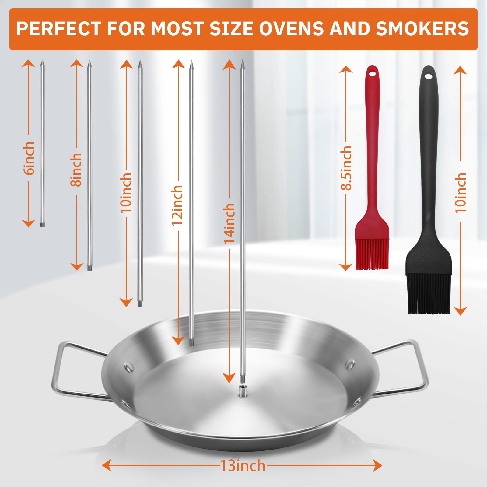 Yaokvide Al Pastor Skewer 10-inch vertical rod for versatile oven or grill use.