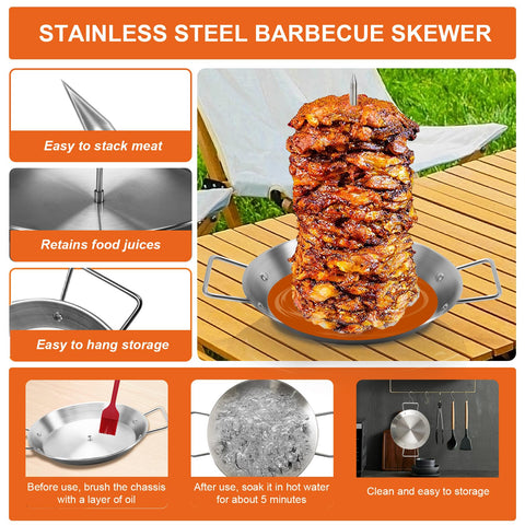 Yaokvide Al Pastor Skewer 12-inch stainless steel for heavy meat loads.