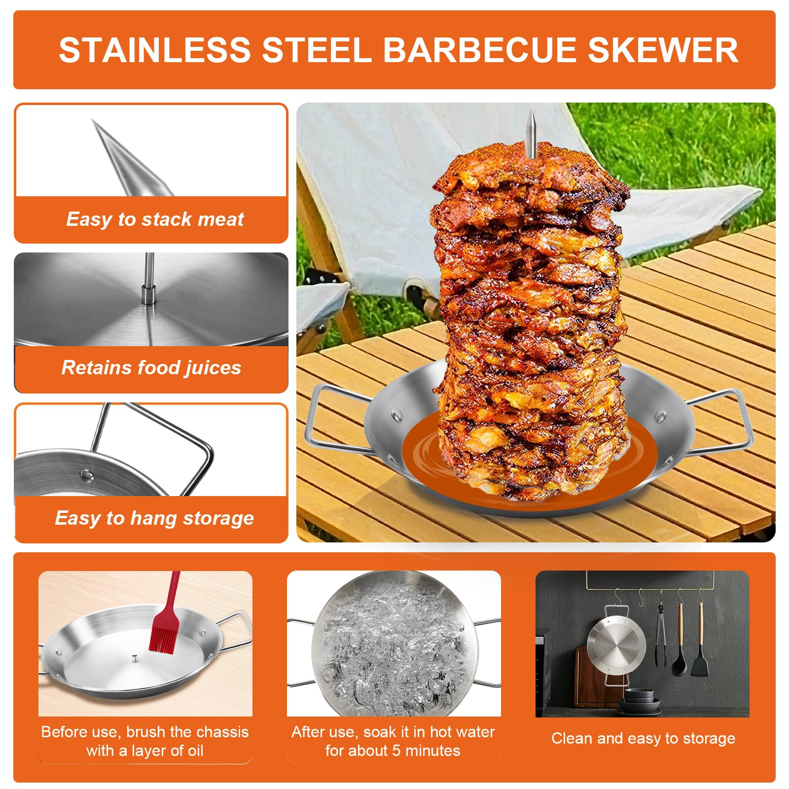 Yaokvide Al Pastor Skewer 14-inch for big meals and even browning