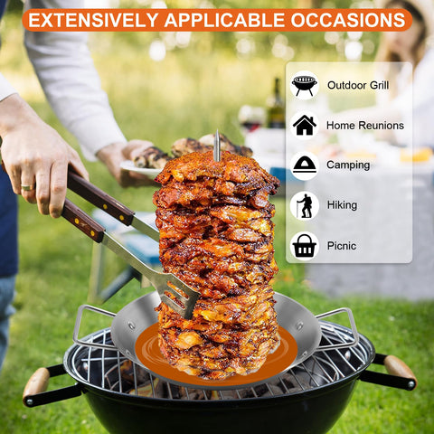 Yaokvide Al Pastor Skewer Base for stable, juice-catching shawarma setup.