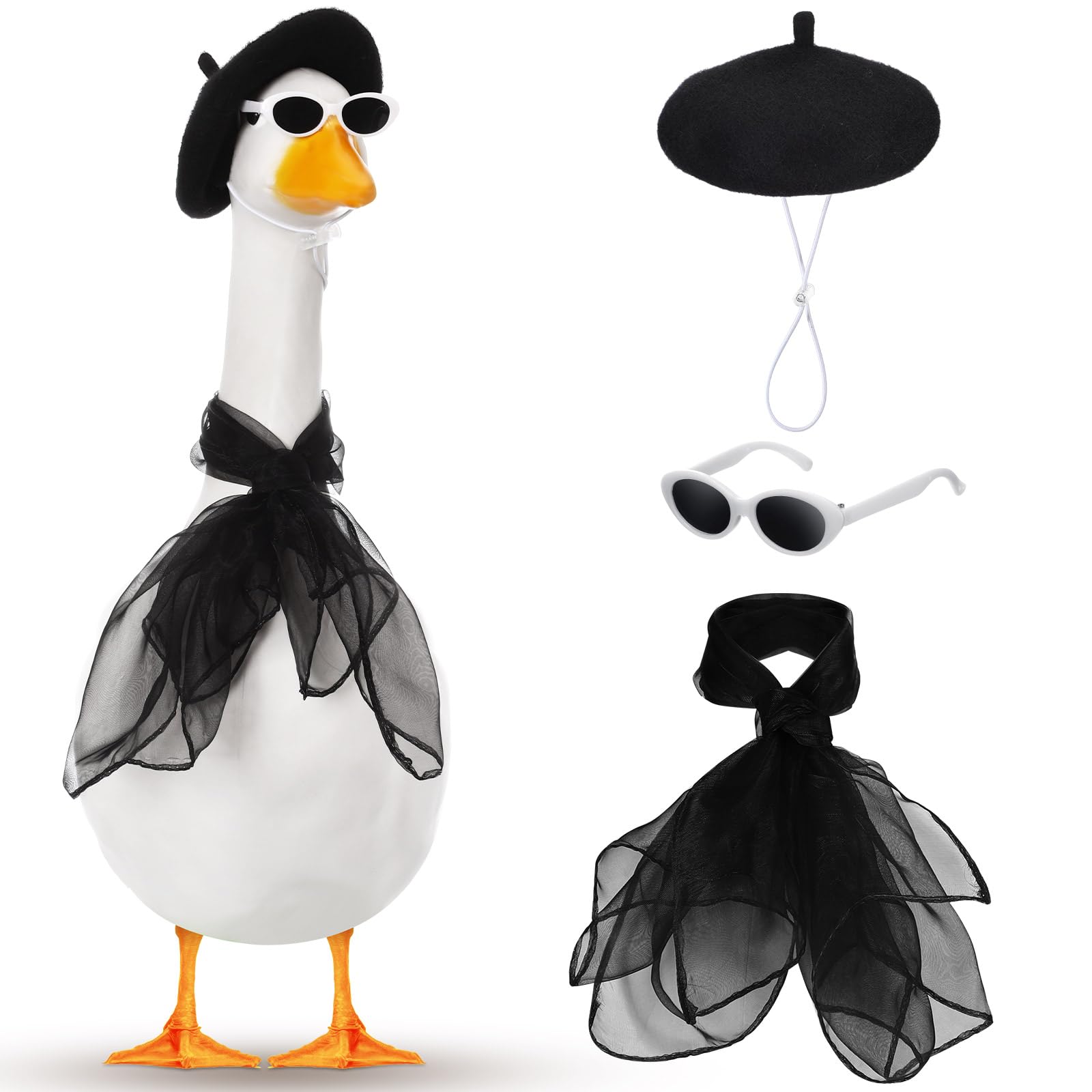 Yaomiao goose outfit with red beret for festive curb appeal.