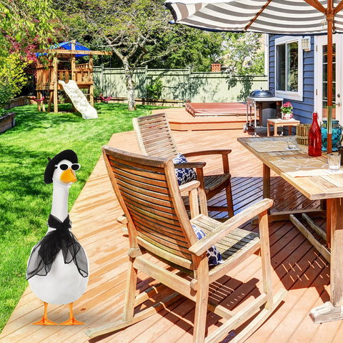 Yaomiao 23in goose costume fits standard lawn geese.