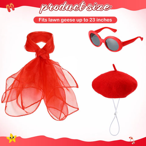 Yaomiao red beret hat adds festive French flair to a lawn goose