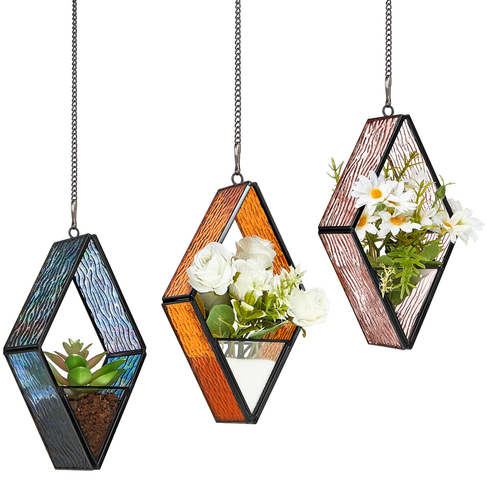 Yaomiao pink stained glass terrarium adds color to shelves.