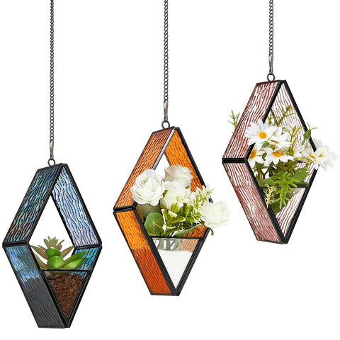 Yaomiao pink stained glass terrarium adds color to shelves.