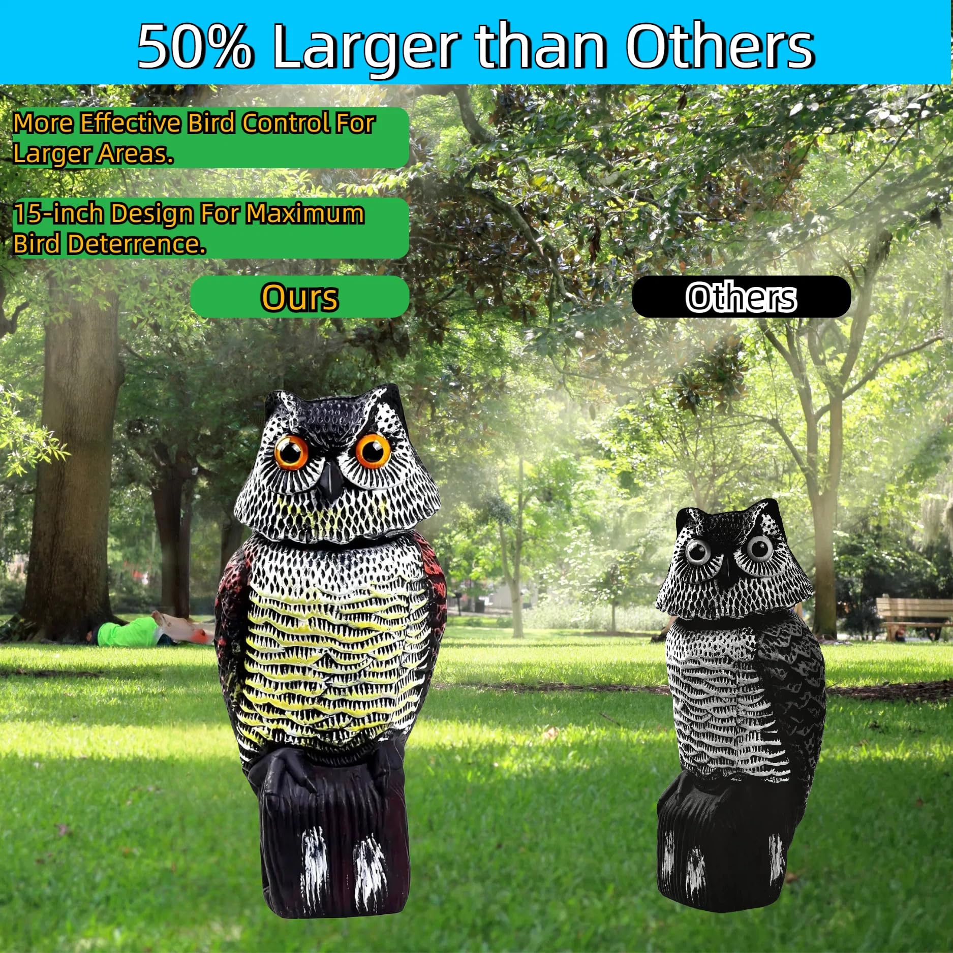 Close-up of YAOSAN rotating head owl for a lifelike predator look