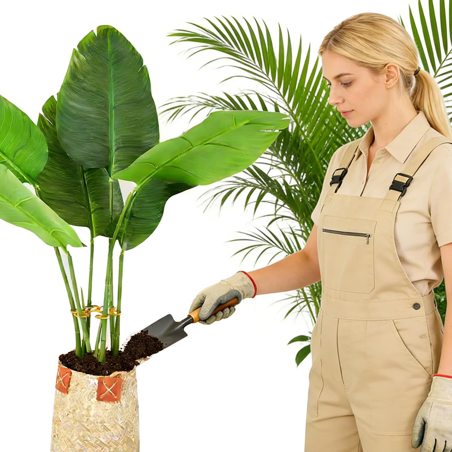 YAPPROMO durable metal plant stake with gripping holders protecting stems.