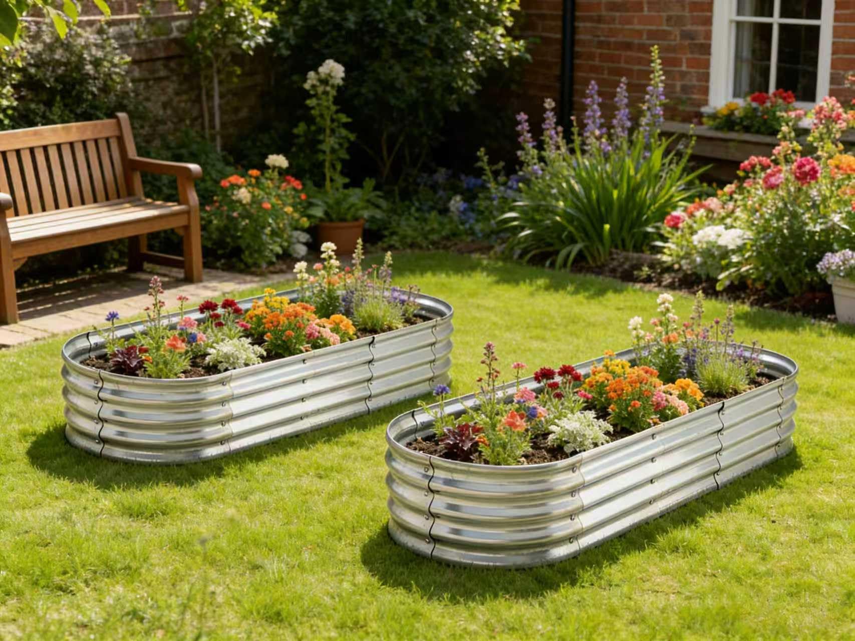Yararday raised garden bed front view emphasizes ample planting space for vegetables and herbs.