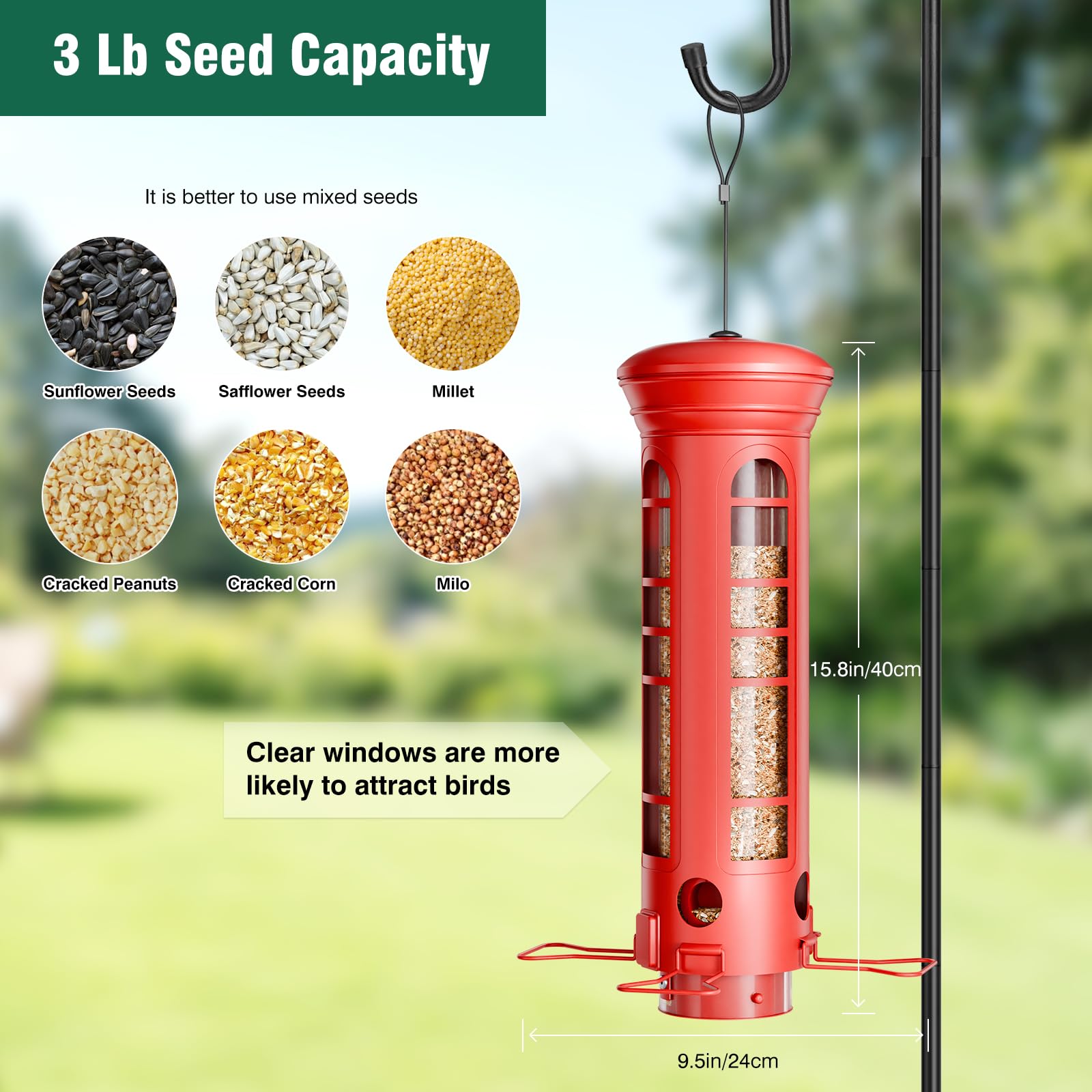Yarbirder Squirrel-Proof Feeder removable base close-up for easy cleaning.