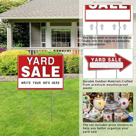 Yard Sale Self Adhesive Pricing Labels in vibrant colors clarify costs at a glance