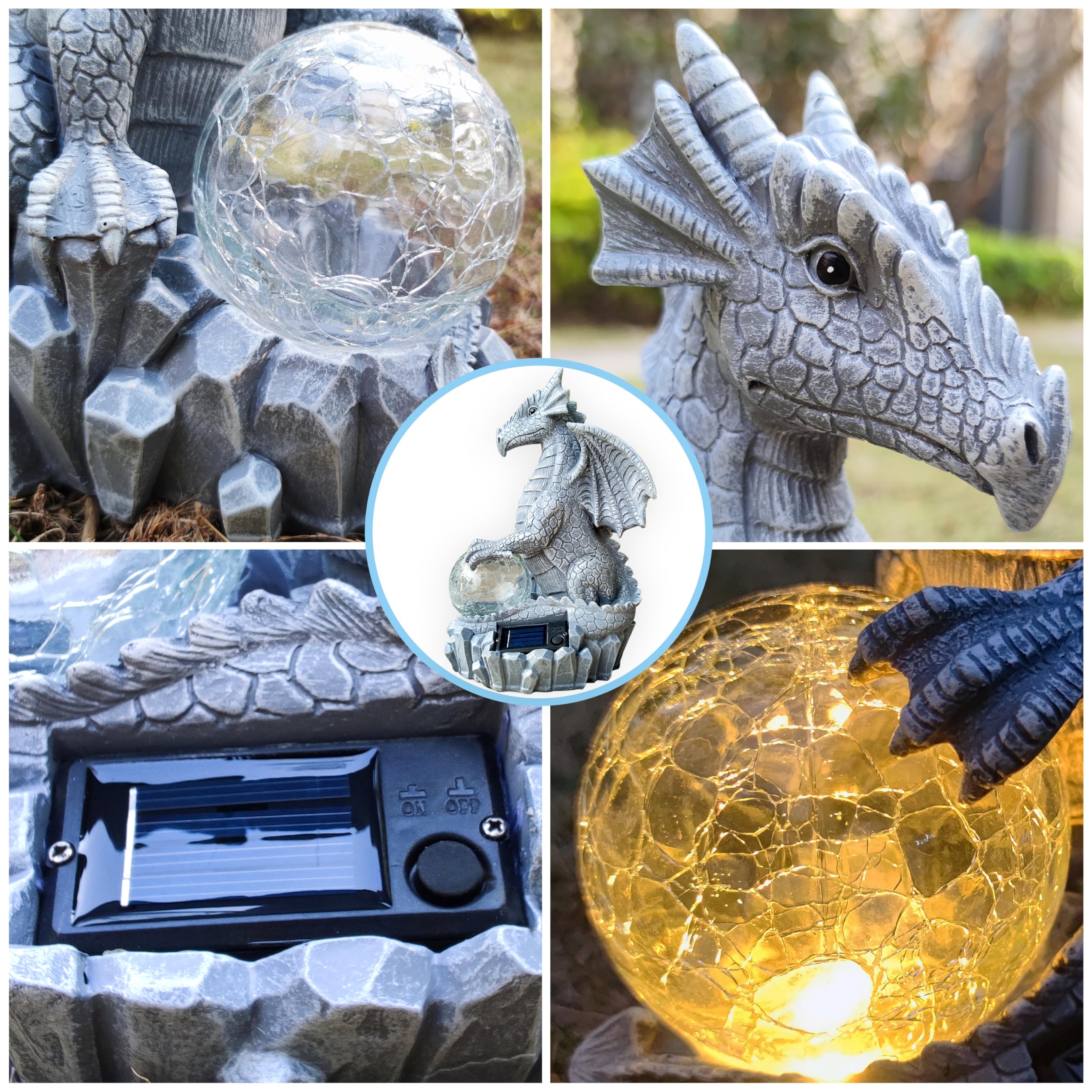 Durable resin finish withstands outdoor conditions for year-round display.