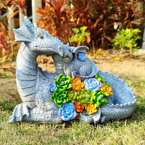 Yardancer dragon solar statue close-up texture detail for a premium garden focal point.