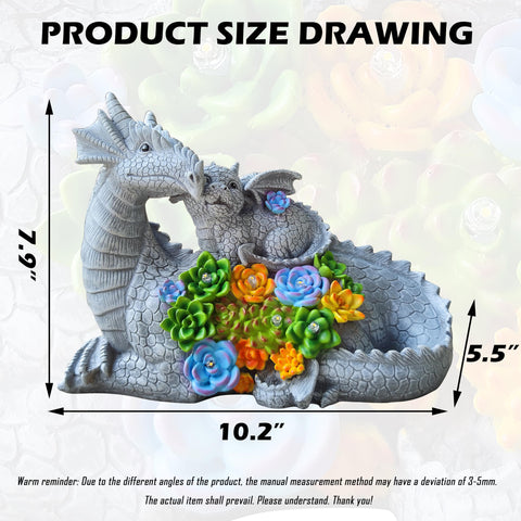Yardancer dragon solar statue, side view, complements patios and yards with weather-resistant resin.