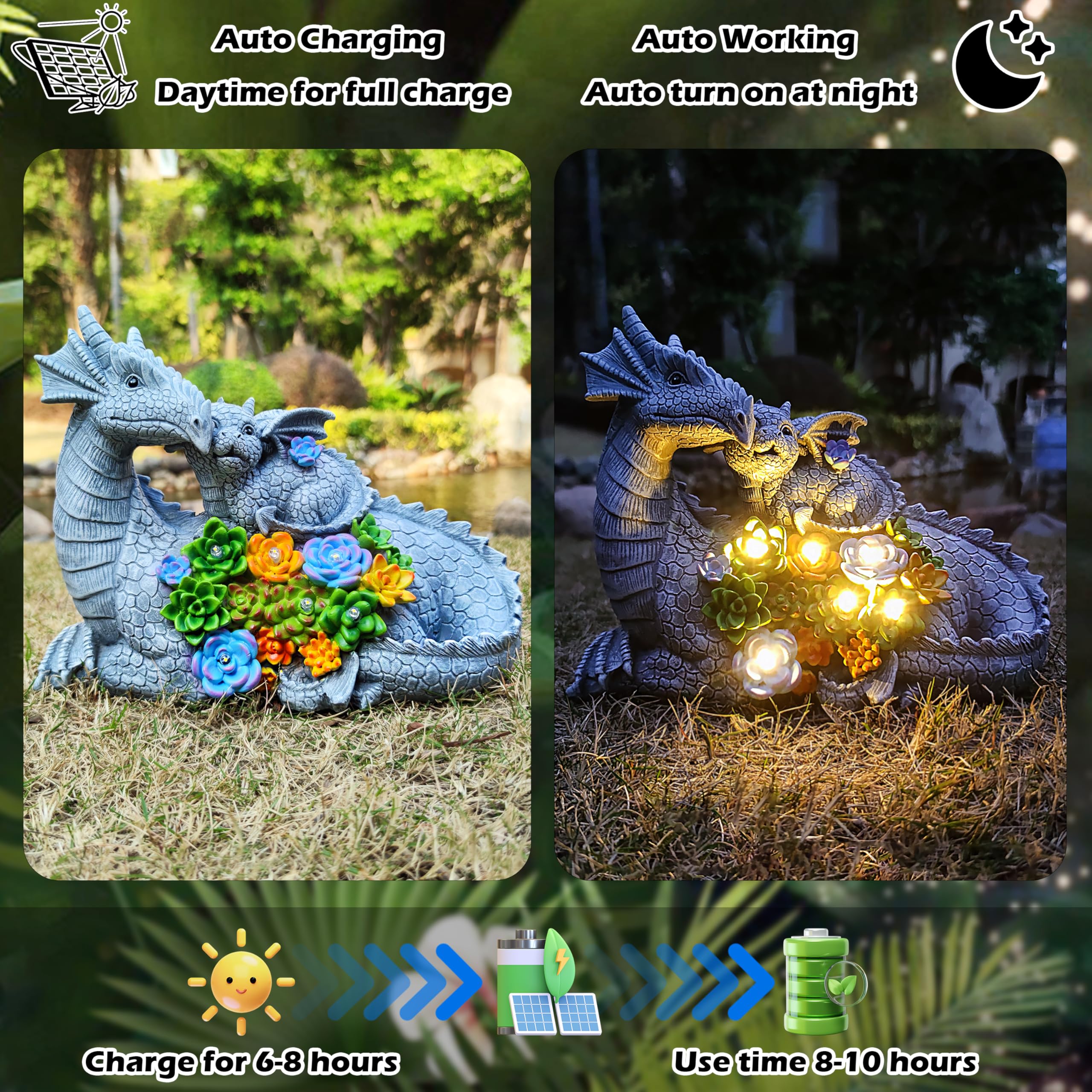 Yardancer dragon statue for garden decor, ideal for patios, balconies, and yard corners.
